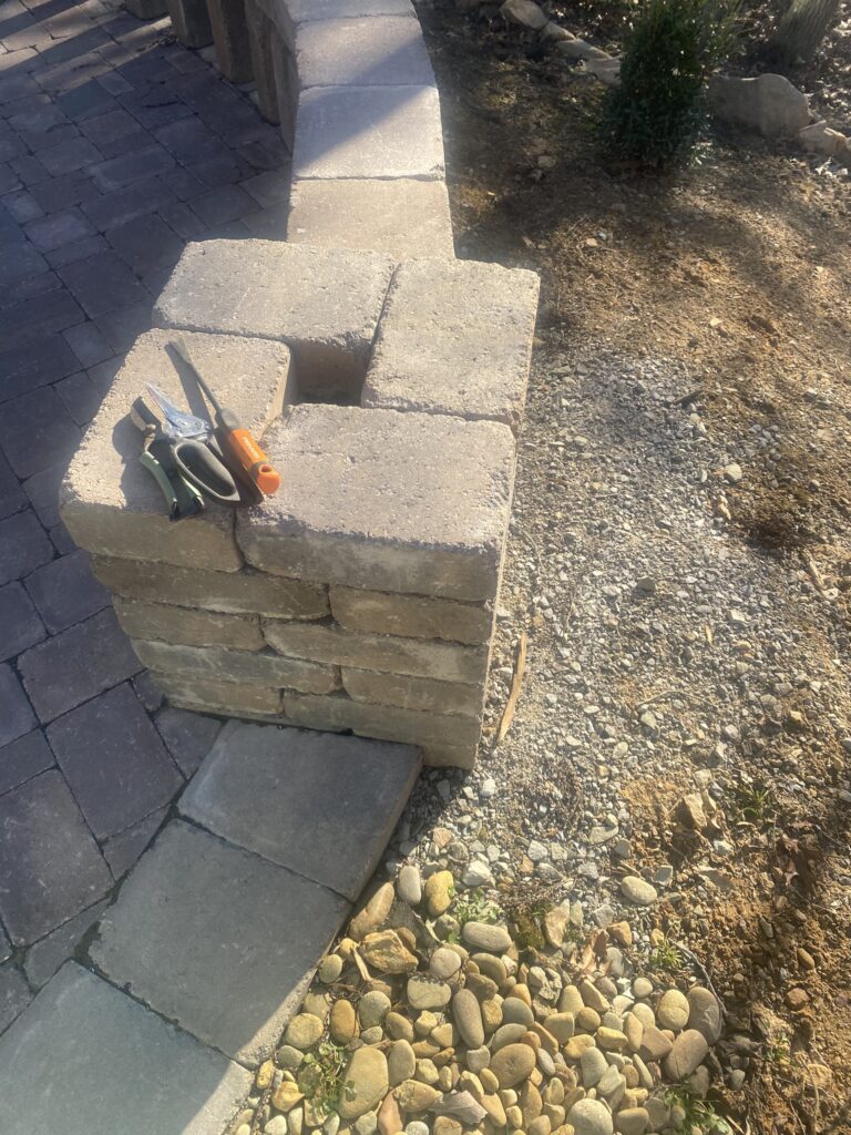Stone work pillar in progress